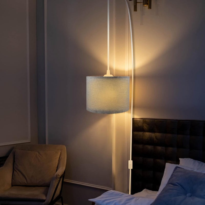 KUAUGST Plug in Pendant Light, 15 FT Hanging Lamp with Plug in Cord, On/Off Switch, Pendant Lighting with Fabric Shade, Hanging Light Fixture for Living Room, Bedroom, Dining Room, Kitchen (Gray) - Image 4